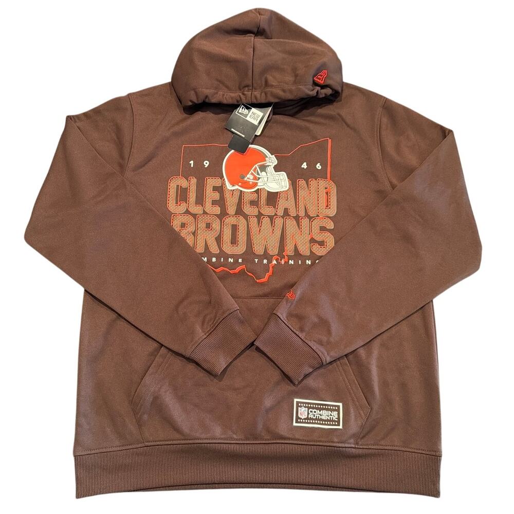 NWT New Era Cleveland Browns Combine Training Pullover Hoodie Brown, Men’s Large